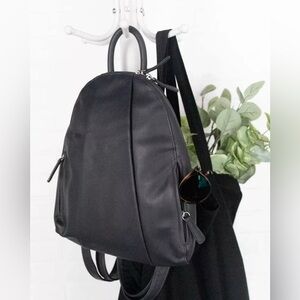 New Osgoode Marley Teardrop Multi Zip Backpack Genuine Black Leather